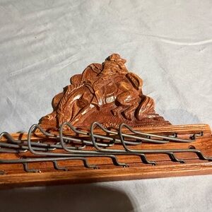 Rustic Brown Wall Mounted Tie Rack